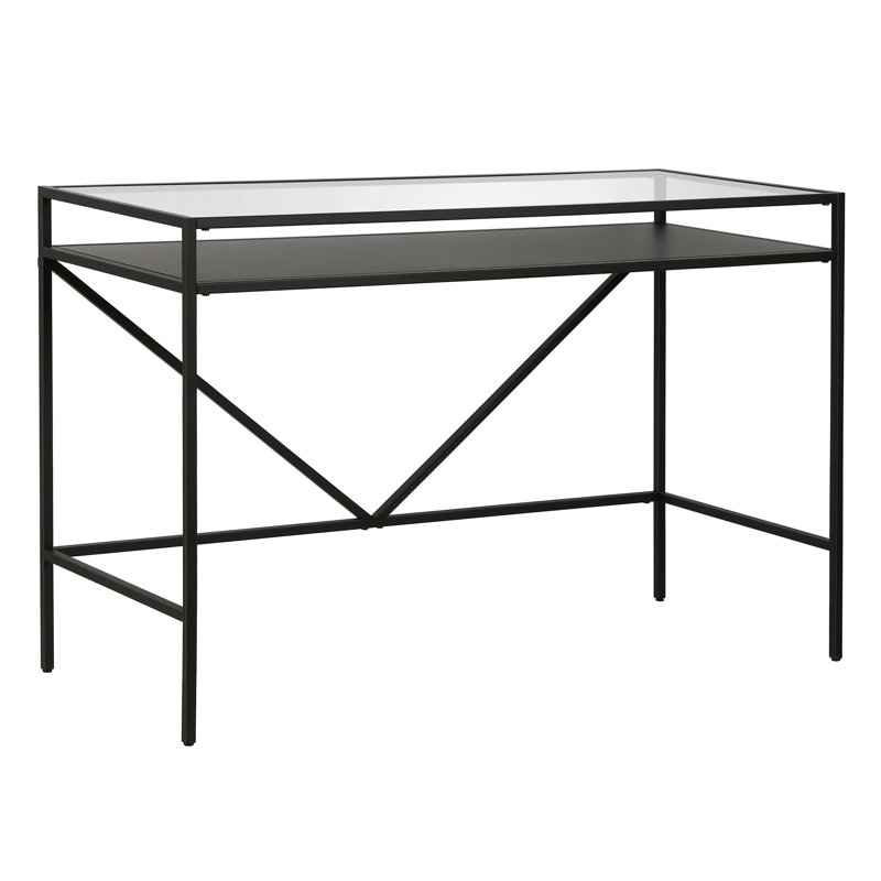 Glass Top Metal Base Writing Desk