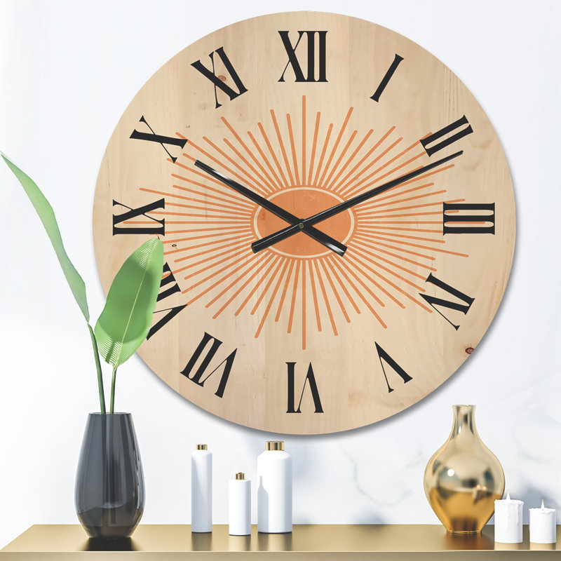 Horloge murale minimaliste en rayons de soleil brillants III, Moyen