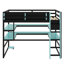 Lit mezzanine multifonctionnel en bois avec bureau intégré, tablettes de rangement et éclairage RVB-1401984344-1401984347