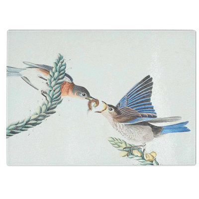 Tempered Glass Bluebirds Chopping Board