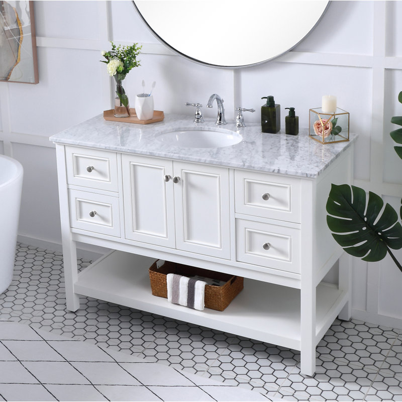 Bonsai 48'' Single Bathroom Vanity with Marble Top, White