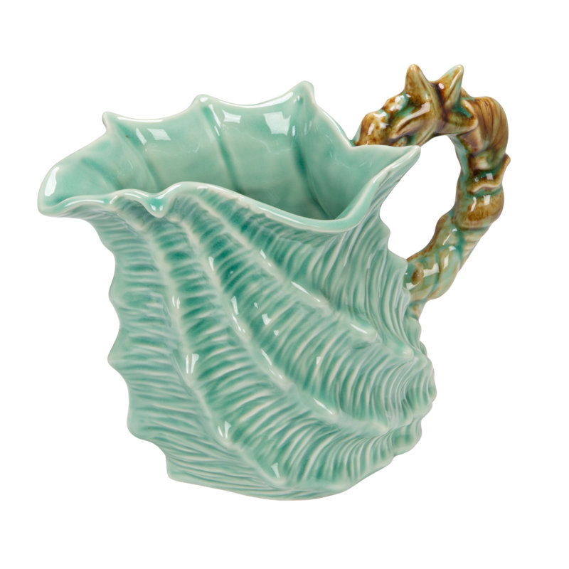 Stoneware Shell‑Shaped Pitcher With Starfish & Shell Handle