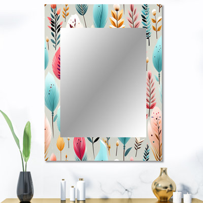 Pastel Bohemian Ferns Pattern - Pink Wall Mirror Decor