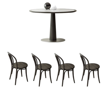 Simple oak dining table and chair combination