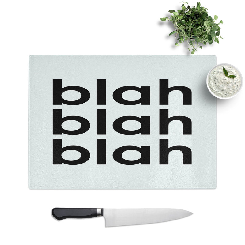 Blah Blah Blah Typography Chopping Board, 0.4cm H x 28.5cm W x 39cm L