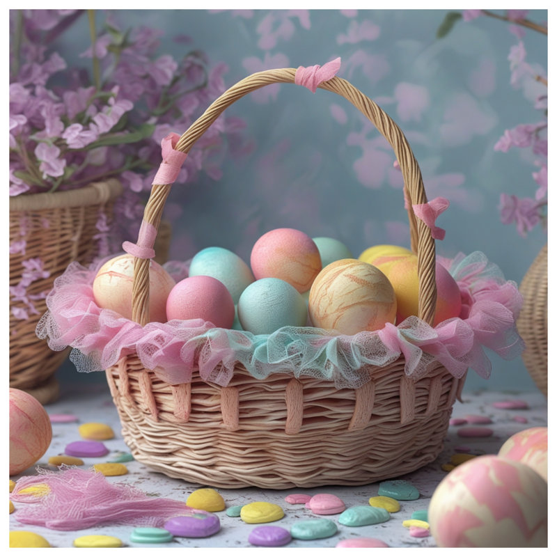 Pastel Easter Eggs Basket Duvet Covers, Twin