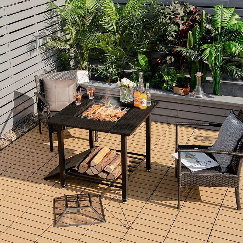 Fontanne Square Iron Smokeless Fire Pit Table