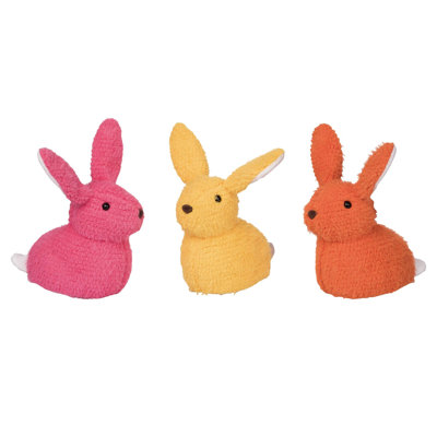  Peluche lumineuse accroupie, porte de lapin de Pâques, 3 décorations pour la maison de Pâques