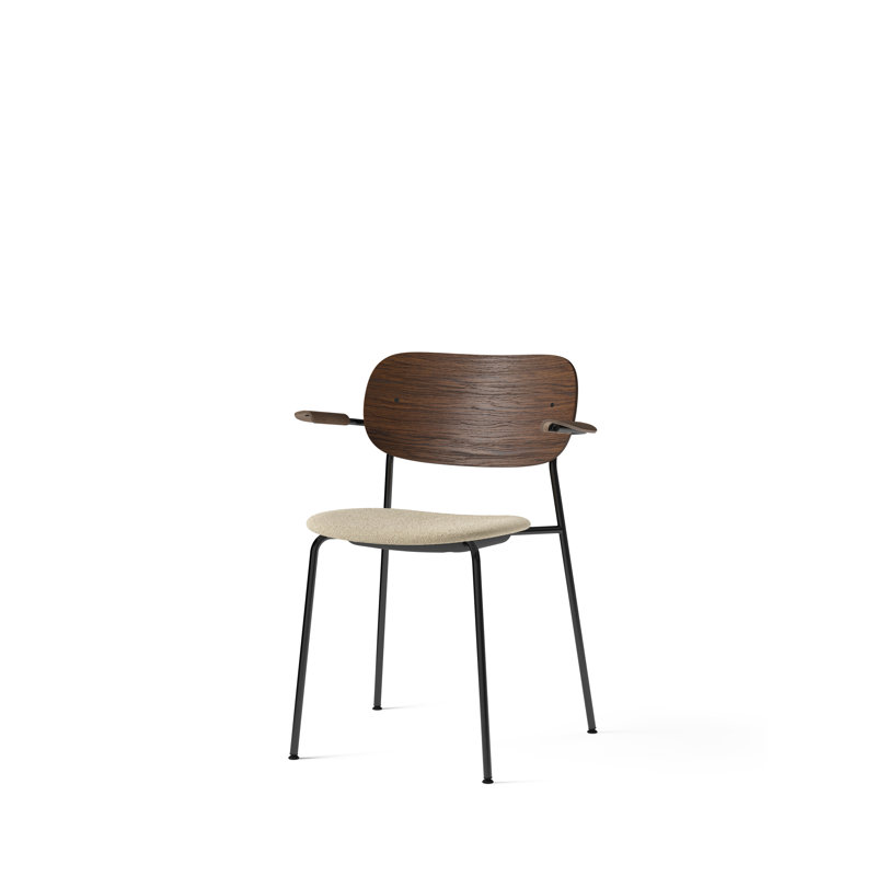 Co Upholstered Arm Chair, Bouclé 02 Acrylic, Dark Stained Oak, Black