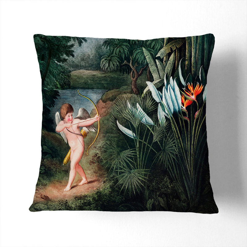 Cupid Floral Square Throw Cushion, 55cm H x 55cm W x 20cm D