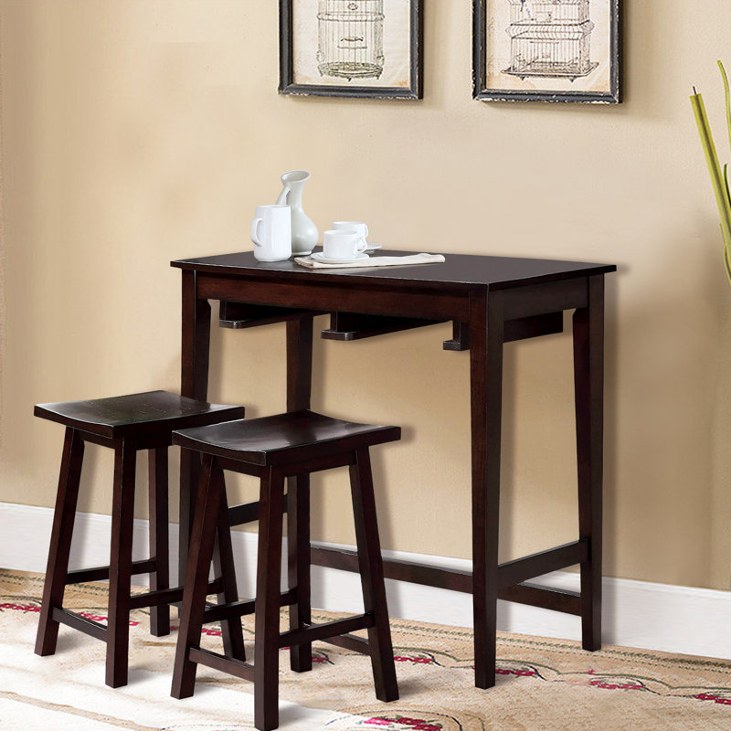 Wood 3-Piece Bar Table Set, Rich Espresso, Rich Espresso