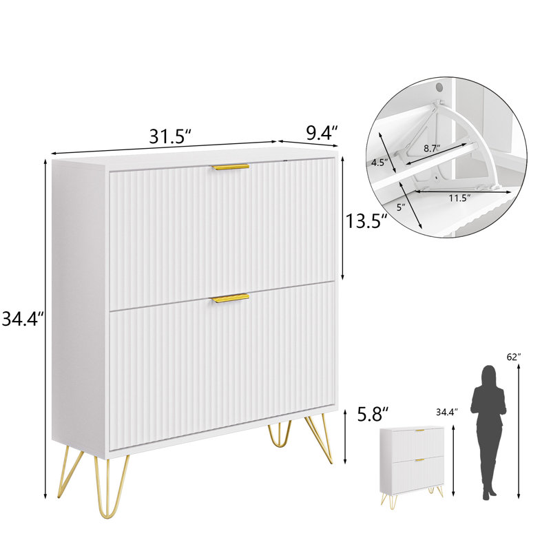 Rangement à chaussures 24 paires, Blanc, 34.4" H x 31.5" W x 9.4" D