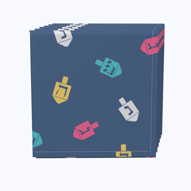 Polyester Geometric Square Napkin, Simple Dreidel Toss