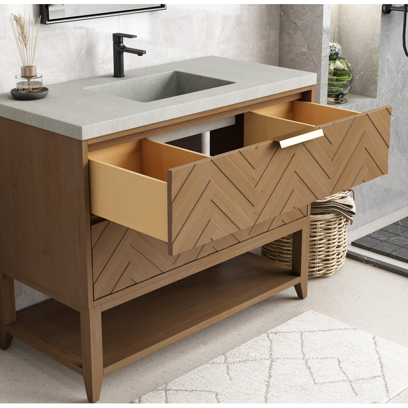 Meuble-lavabo autoportant de 42 po avec lavabo simple en ciment Maxbano