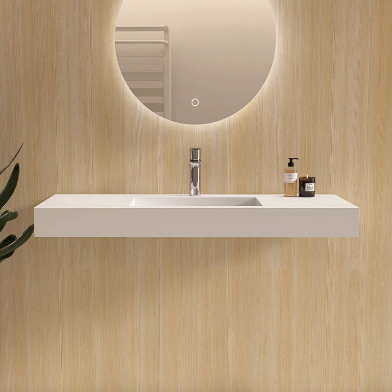47'' Wall Mounted Bathroom Sink Solid Surface Sink, White