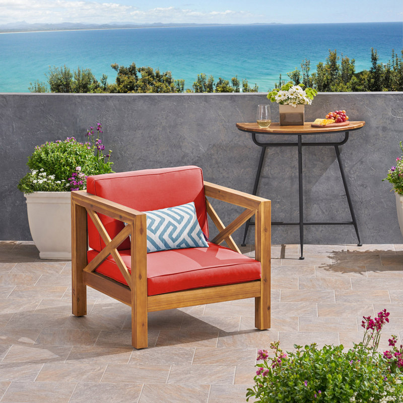 CHAISE CLUB BRAVA, rouge, Teck