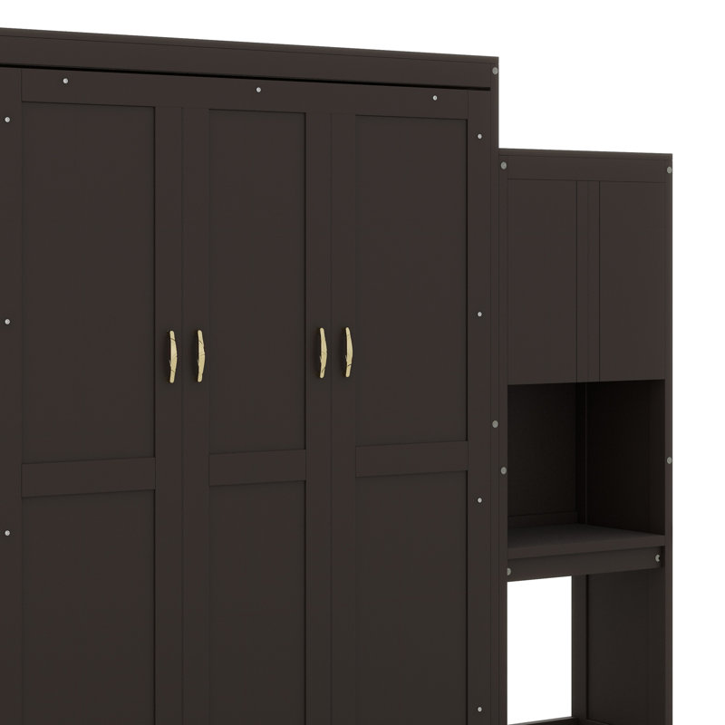 Lit escamotable avec bureau, coiffeuse et armoires Murphy, Espresso