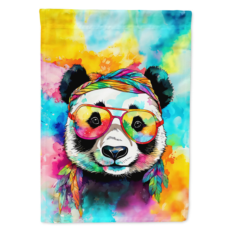 Drapeau de maison de panda hippie