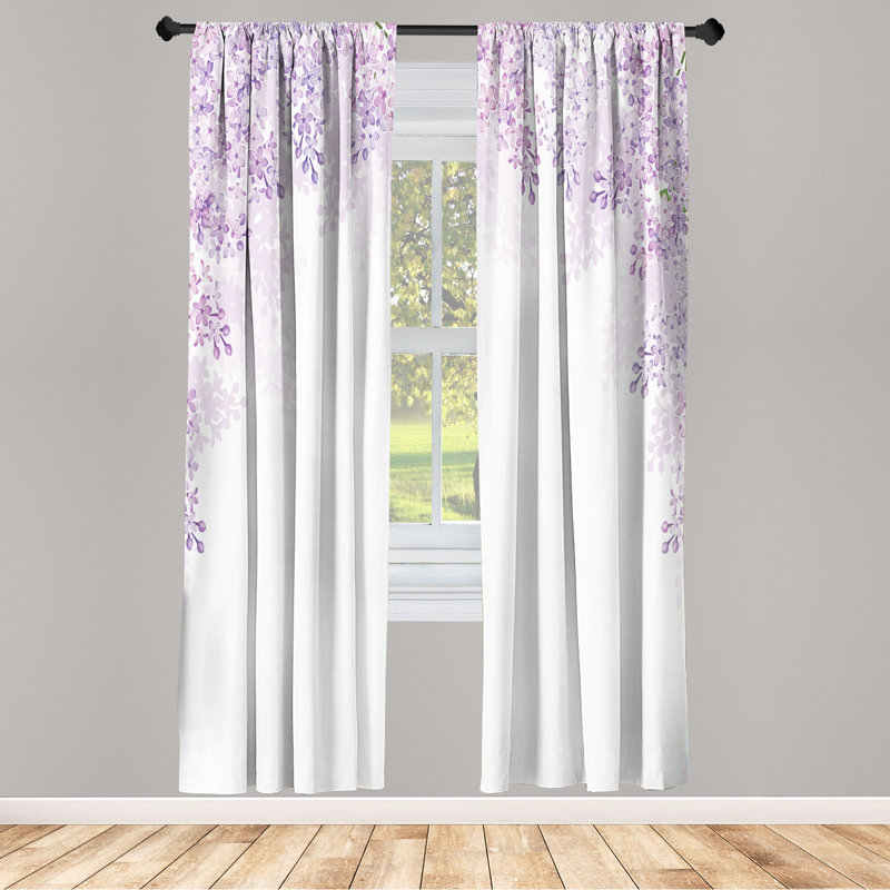 Ebern Designs Flower Curtains, Lilac Blossoms Spring, 28" W x 95" L