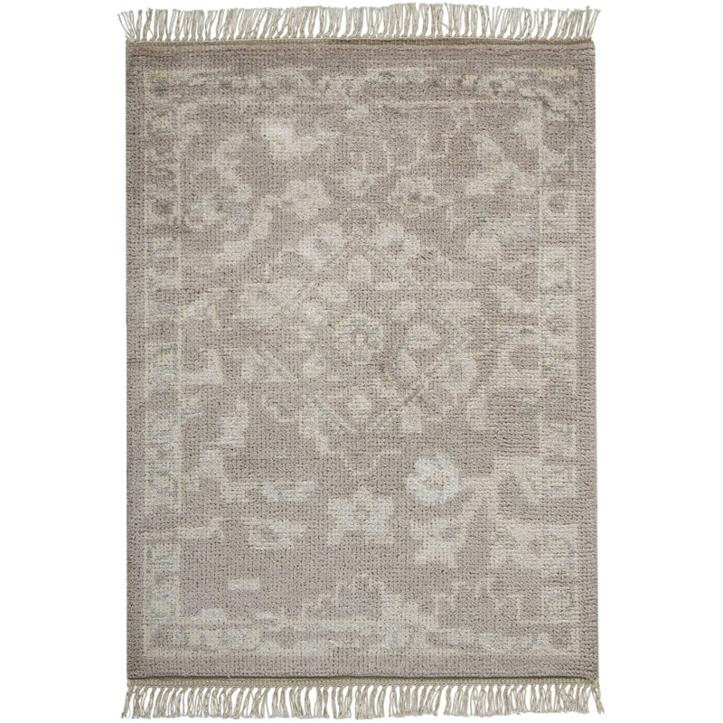 Tapis gris transitionnel fait à la main Lunel