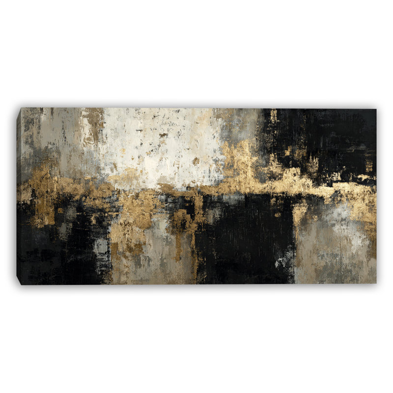 Art mural sur toile dorée, H 27,5 po x l 55 po x P 1,5 po