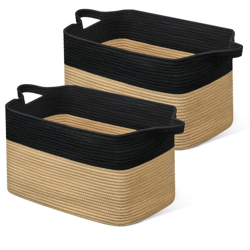 Rebrilliant Decorative Basket, 62, Black&jute