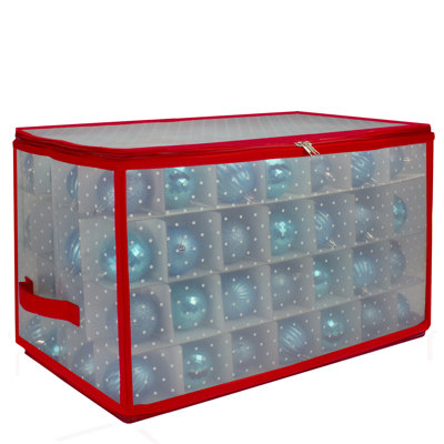 20.5" Transparent Zip Up Christmas Storage Box- Holds 112 Ornaments