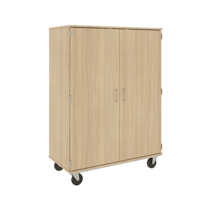 67" Tall Mobile Computer Center Storage with Locking Door