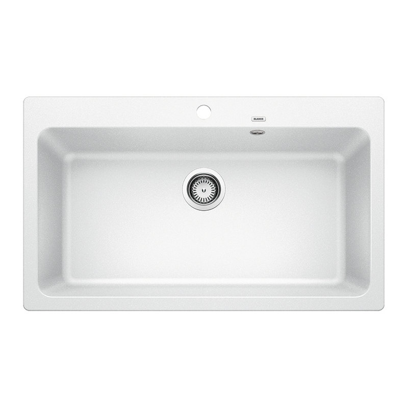 Naya Single Bowl Inset Kitchen Sink, White