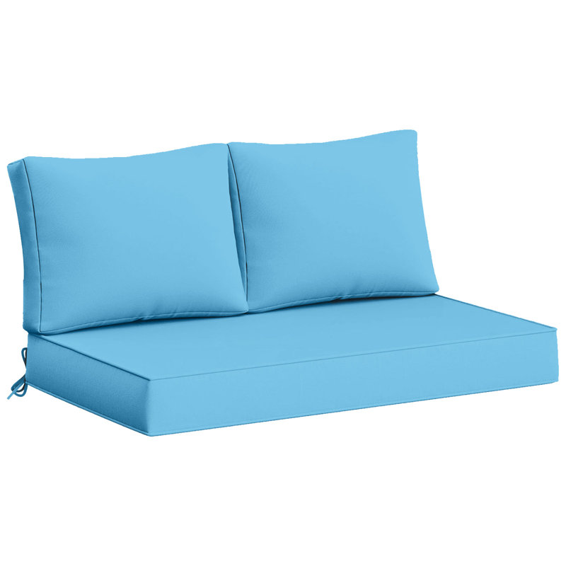 48" X 24" Waterproof Outdoor Loveseat Cushion Set, Patio Furniture Replacement, Sky
