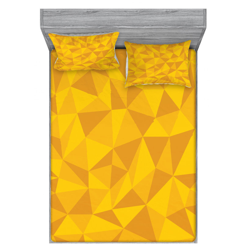 Microfiber Geometric Sheet Set, Queen Sheet Set with Fitted Sheet