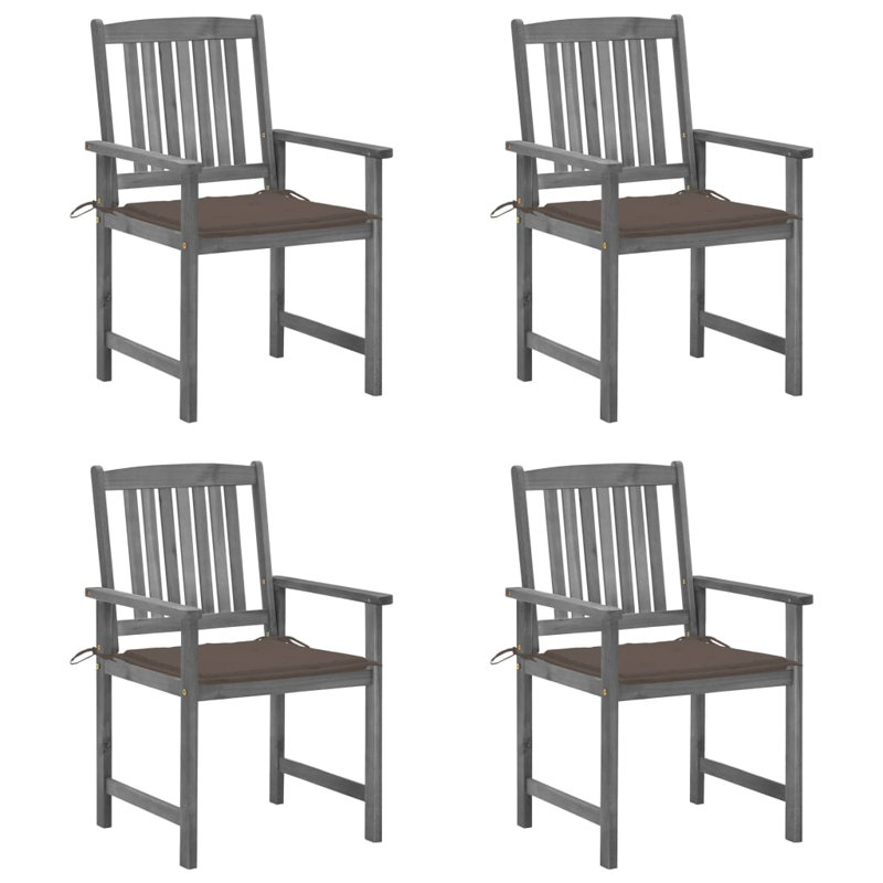 Chaise de patio en acacia avec coussin, Taupe, gris
