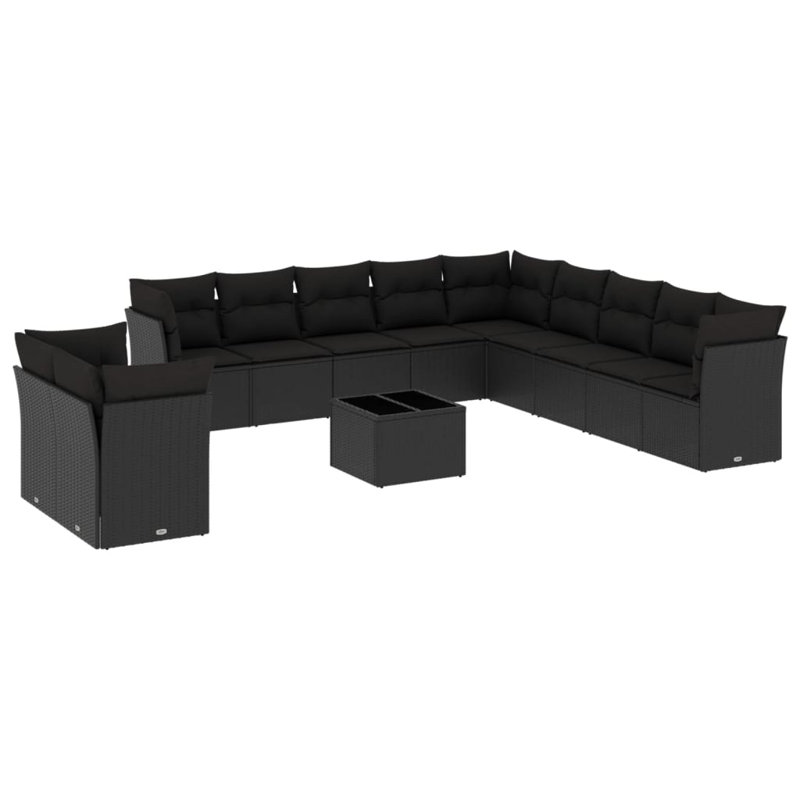  Ensemble de canapé de jardin noir