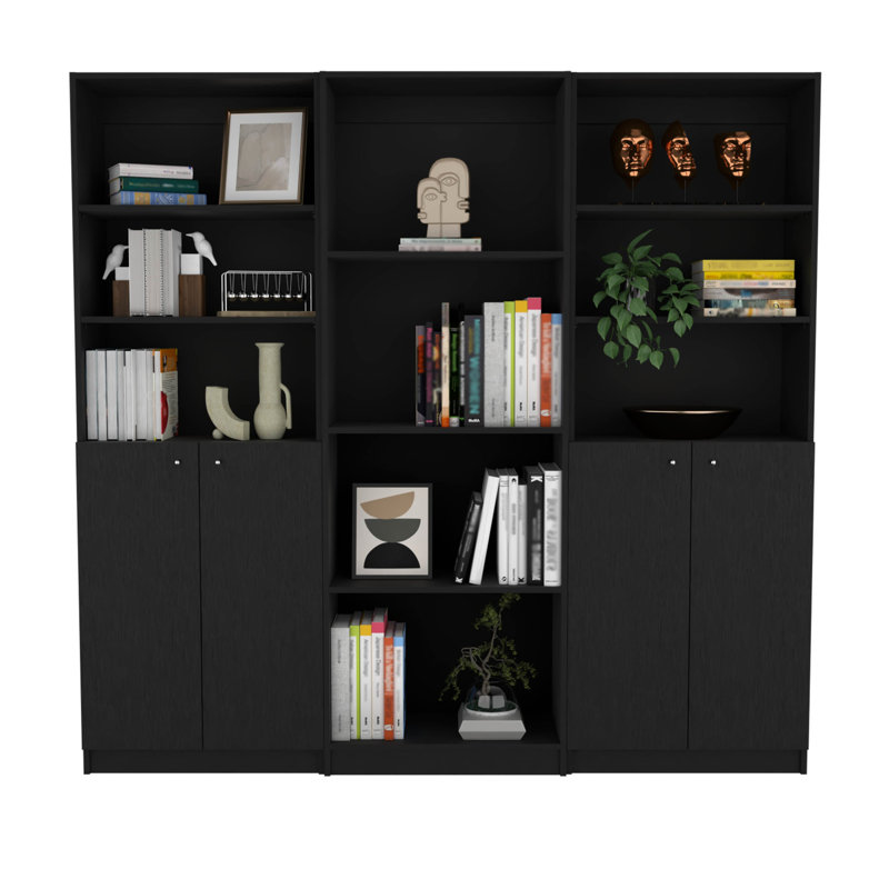 Ensemble de 3 bibliothèques noires et tendance avec bibliothèques noires et rangement polyvalent