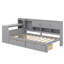 Lit de jour en bois en L avec sept armoires de rangement et deux tiroirs, lit multifonctionnel avec table d'étude-115146805-115146803