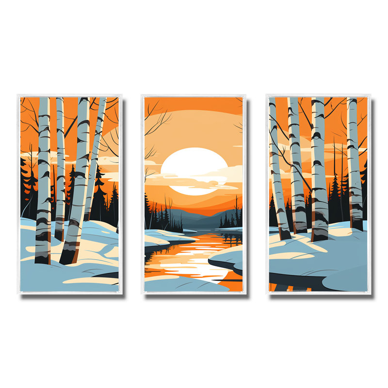 Paysage d'hiver Bolt - Paysage d'hiver, Cadre flottant blanc, H 40 po x l 61 po x P 1 po