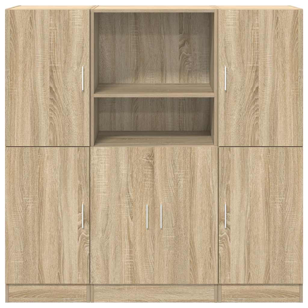 (Sonoma Oak) Vidaxl Kitchen Cabinet Set 3 Piece Storage Cabinet Cupboard Engineered Wood - Image 2