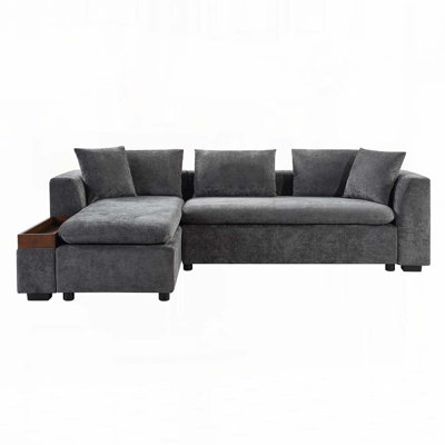 94"W L-Shape Upholstered Convertible Sectional Couches Sofas