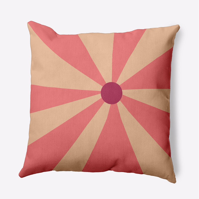 Coussin intérieur / extérieur Leafy Branch, H 20 po x l 20 po, Rose / orange / saumon géométrique