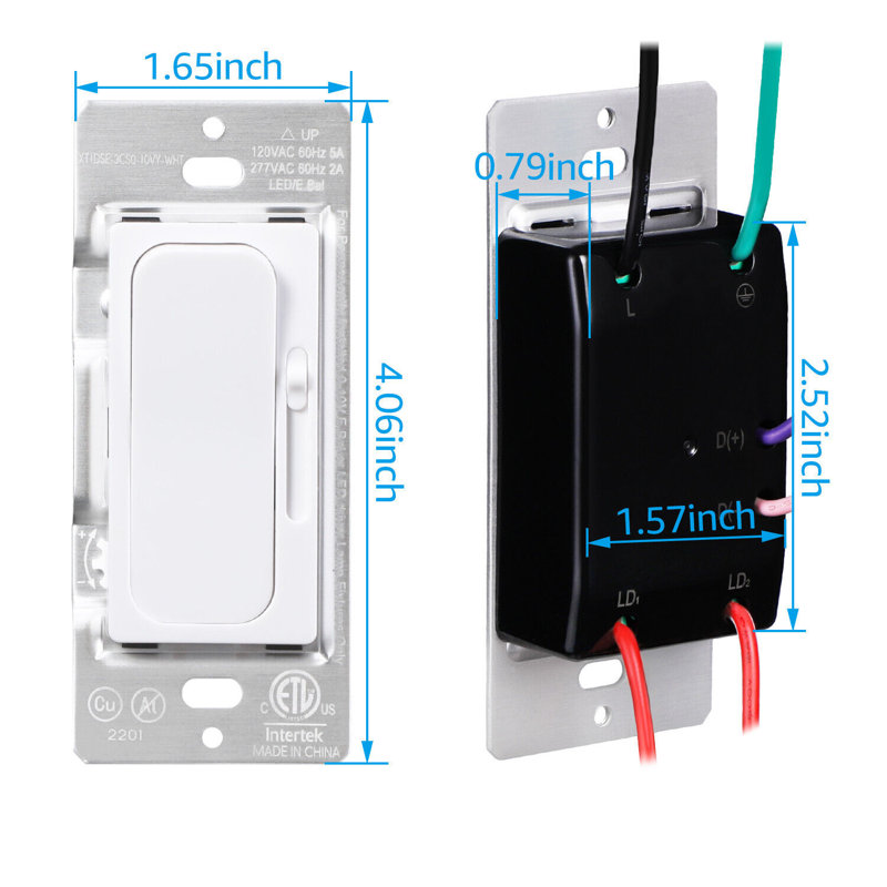 3-Way 0-10V Dimmer Switch 120/277V, Low Voltage Dimmer Light Switch