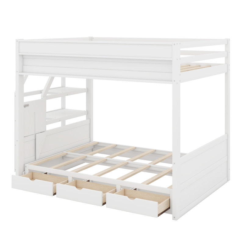 Jerolim Kids Full Bunk Bed with Drawers, White