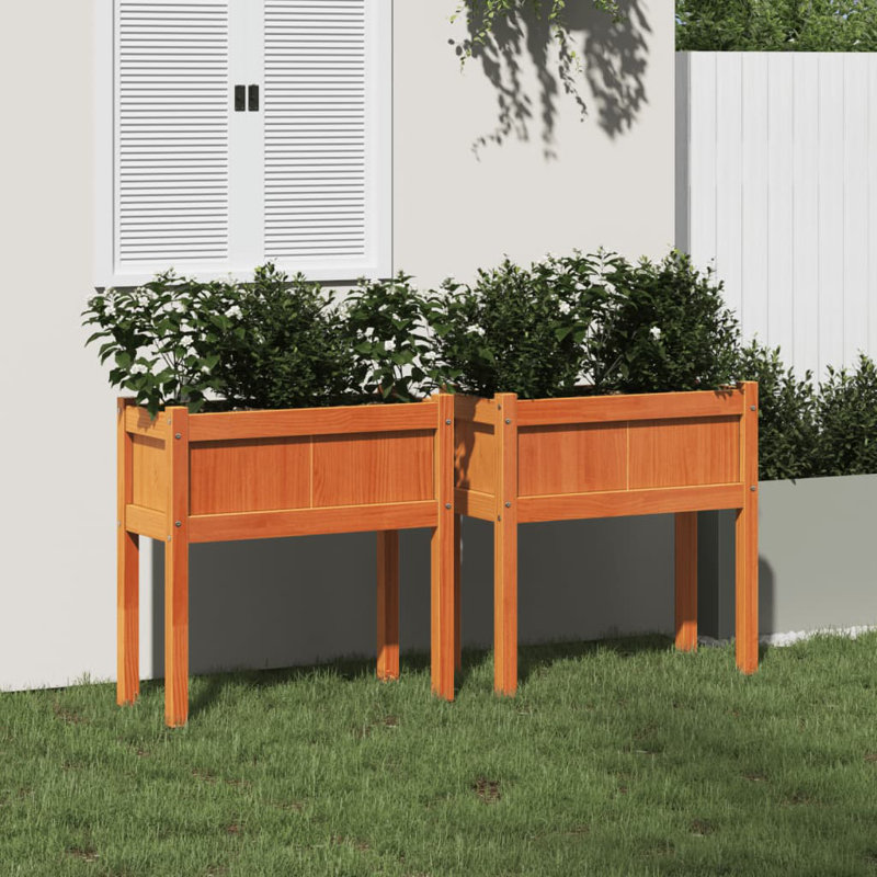 Brigita Wood Planter Box, 1, Natural Orange