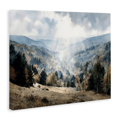 Sunlit Fall Valley Beams Canvas, design by Franklyn Gregory