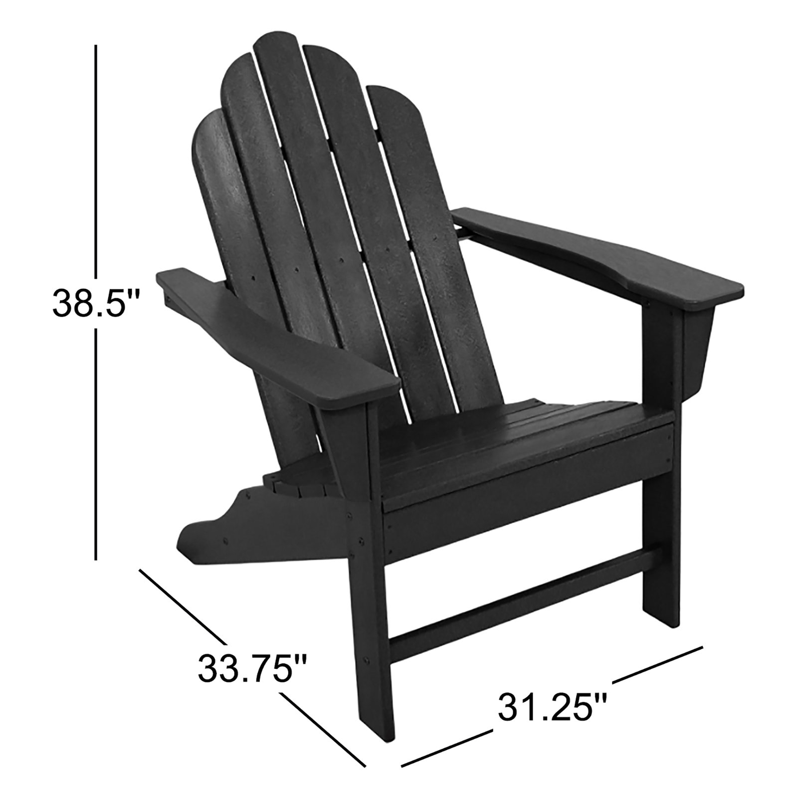 POLYWOOD® Long Island Adirondack Chair, Black