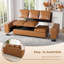 84.6'' Faux Leather Square Arm Sofa-79001203