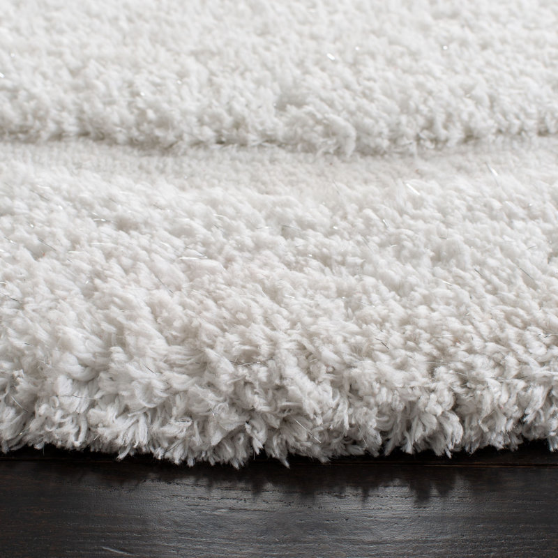 Wilbert Shag Hand Tufted Performance Solid Color Rug, Round 6'