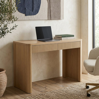 Bureau cannelé rectangulaire en chêne blond de 47,5 po de large Palmera