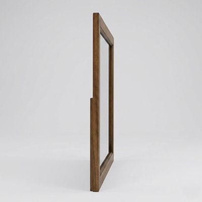 Soren Dark Oak Brown 43.13 In. W X 38.5 In. H Industrial Rectangle Wood Framed Mirror