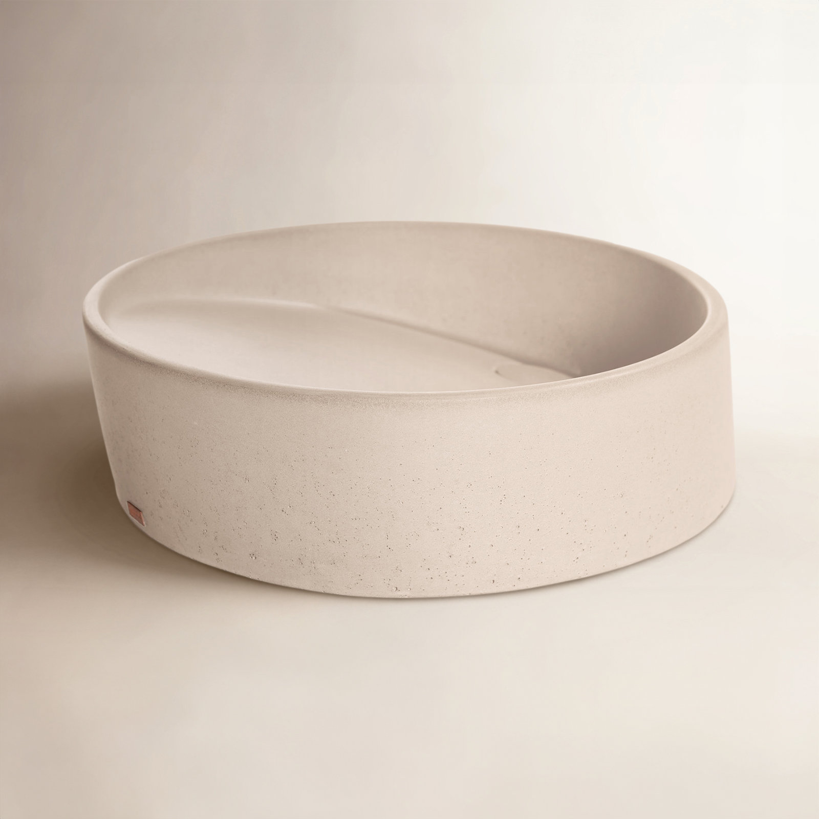 Dal Round Concrete Vessel Sink, Linen Beige