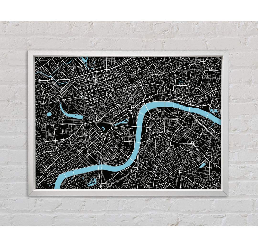 Die Karte von London Thames 2 - Einzelner Bilderrahmen Kunstdrucke auf Leinwand